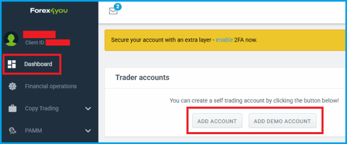 Create a trading account