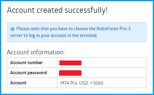 Trading account access details